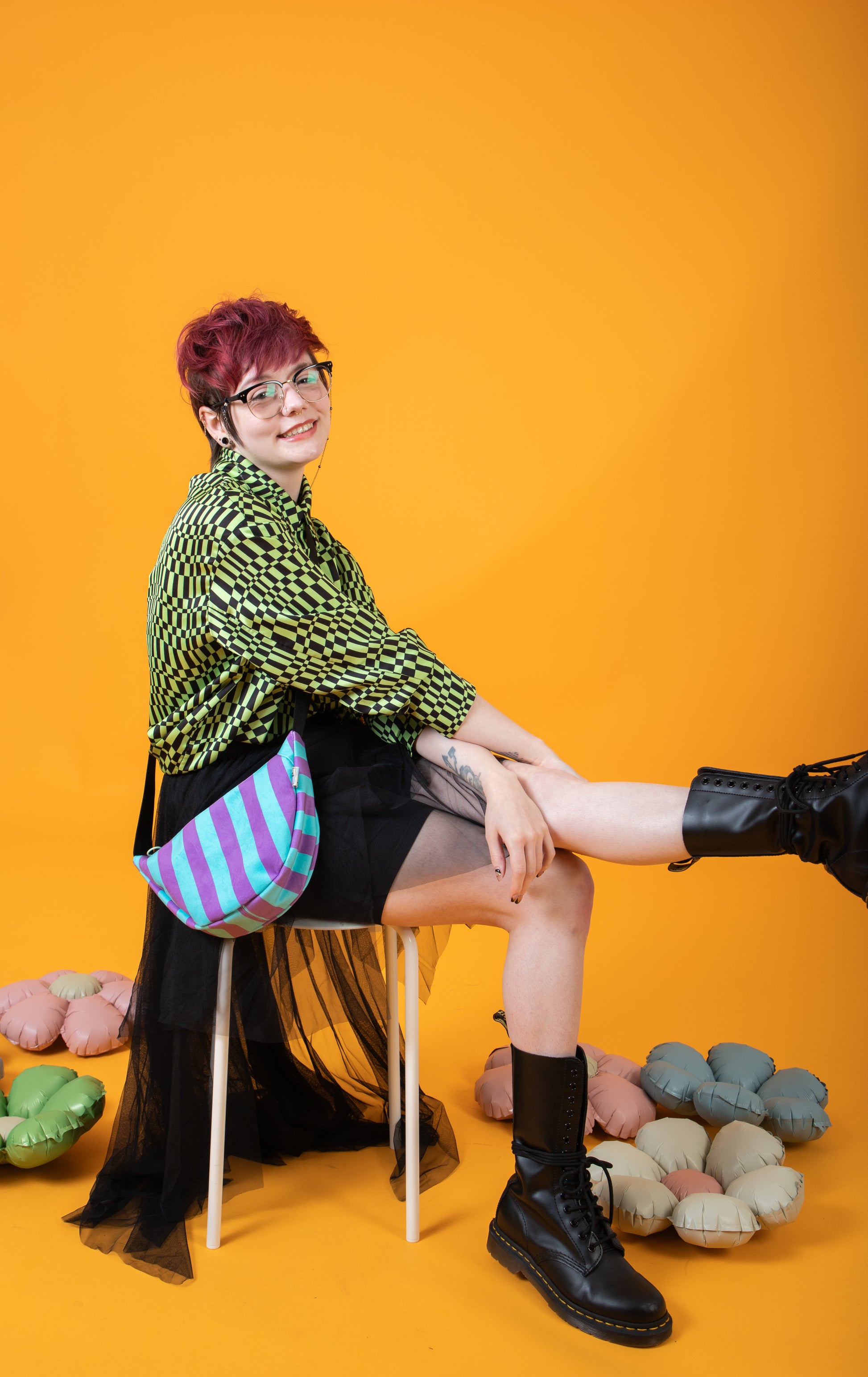 Luxury Striped Velvet Sling Bag – Waterproof Lining