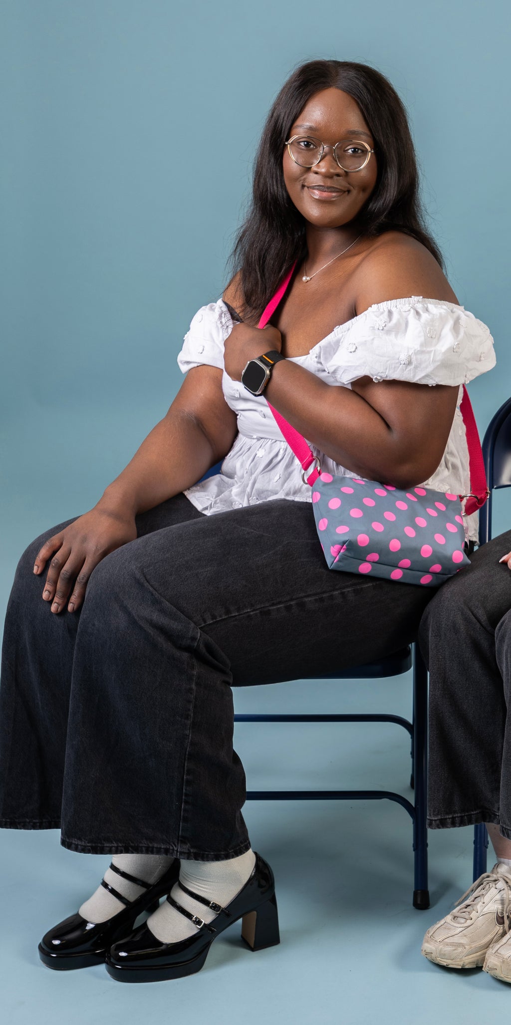 Crossbody Bag | Adjustable Waxed Cotton Bag | Polka Dot Print