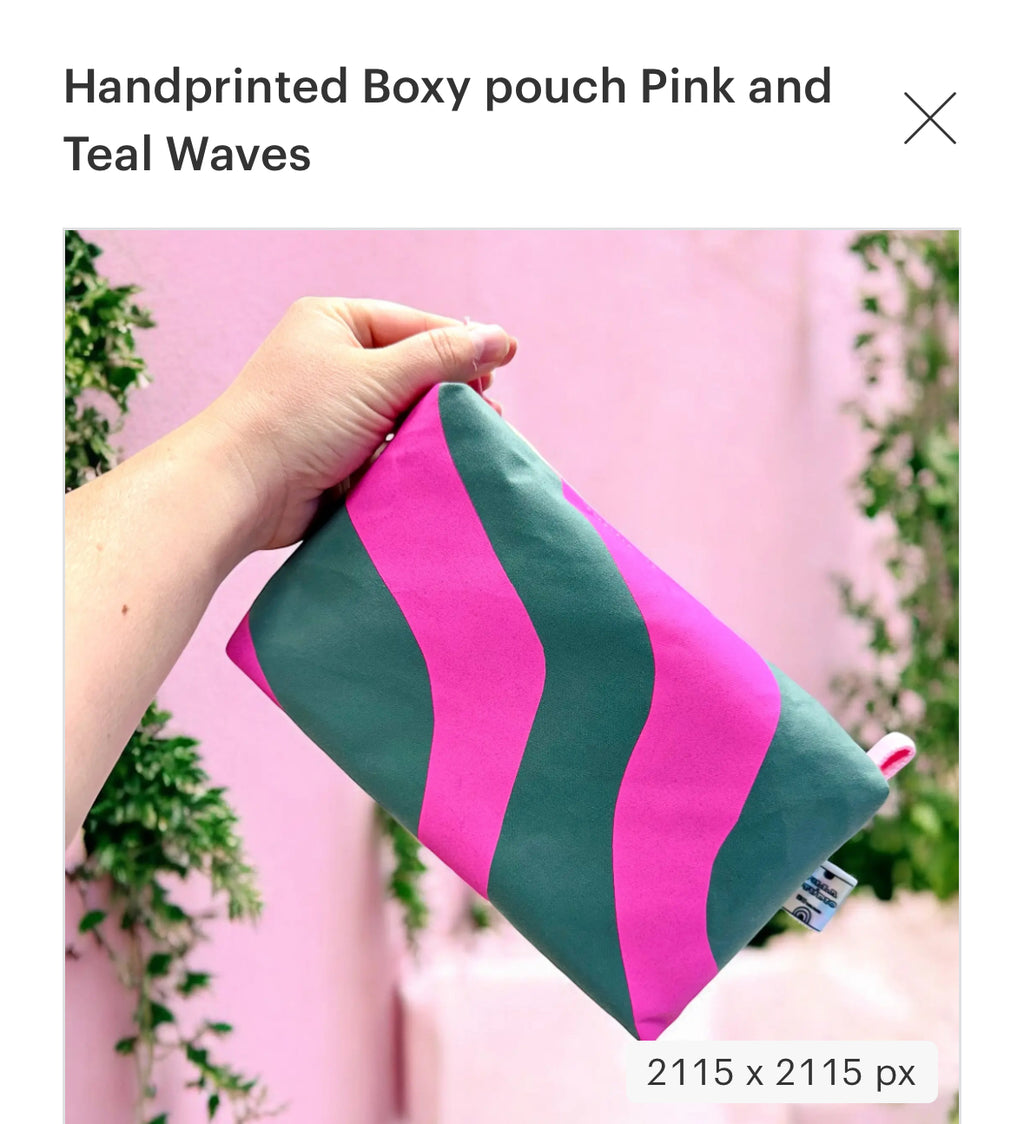 Versatile Boxy Pouch for Travel & Accessories | Pink and Teal Wavy Pattern Travel Bag