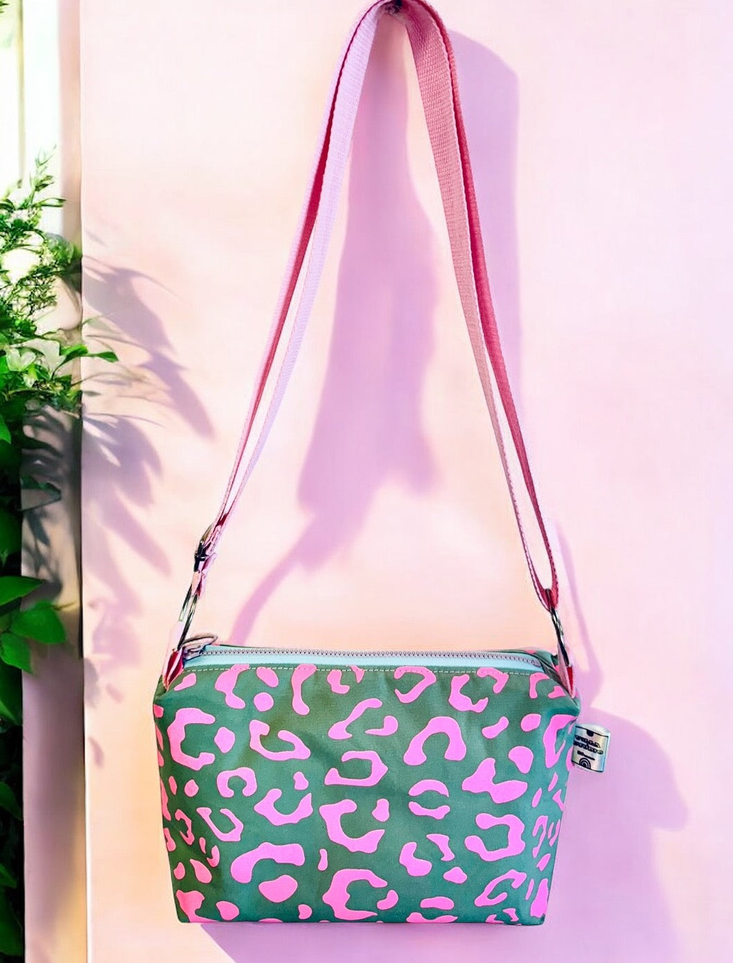 Leopard Print Bag | Boxy Crossbody Bag | Adjustable Waxed Cotton Bag | Leopard Print Bag