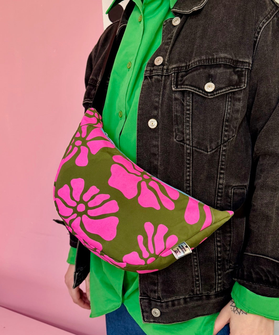 Floral Pattern Sling Bag | Crossbody Bag | Adjustable Waxed Cotton Bag