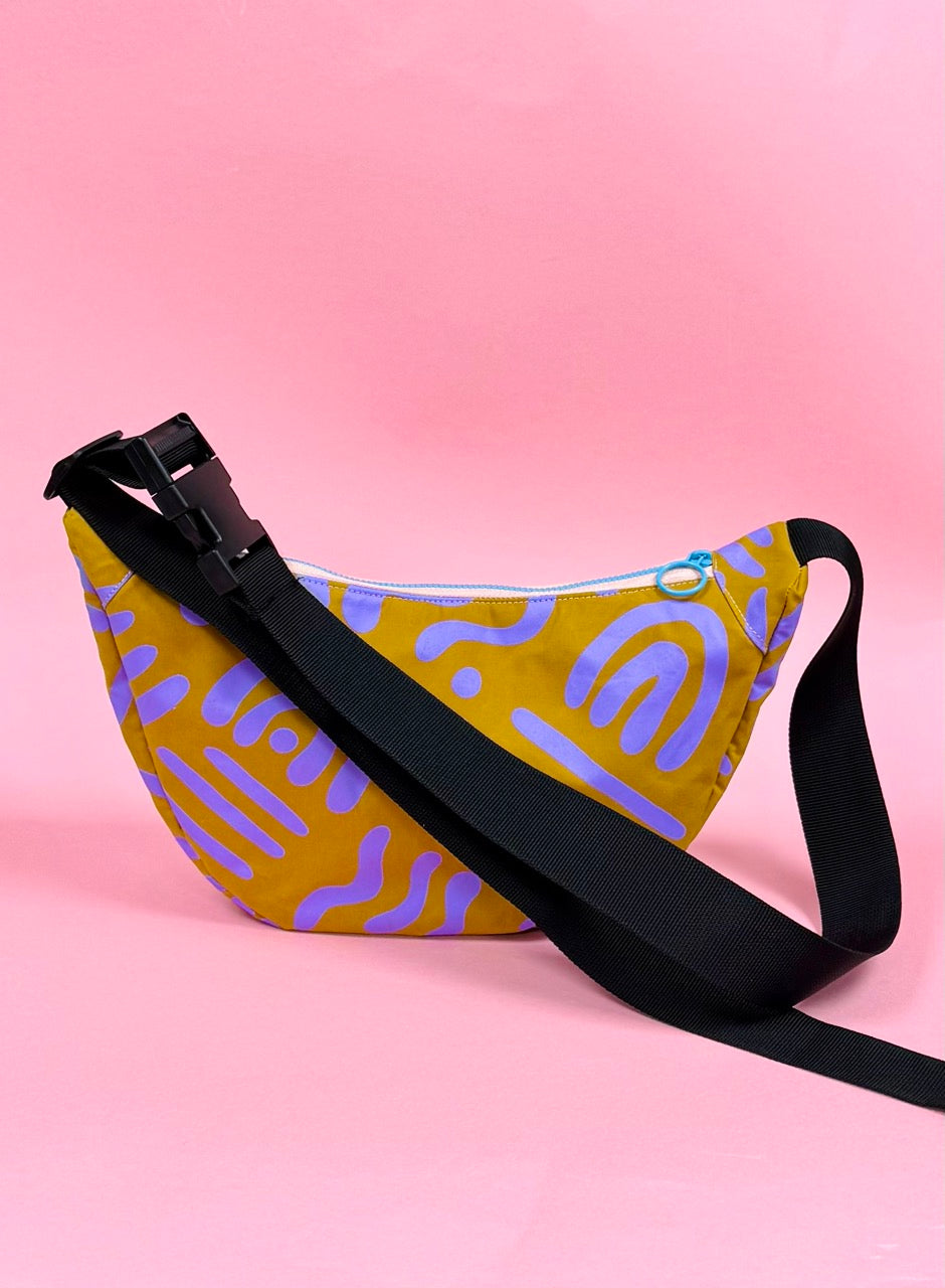 Abstract Pattern Sling Bag | Crossbody Bag | Adjustable Waxed Cotton Bag