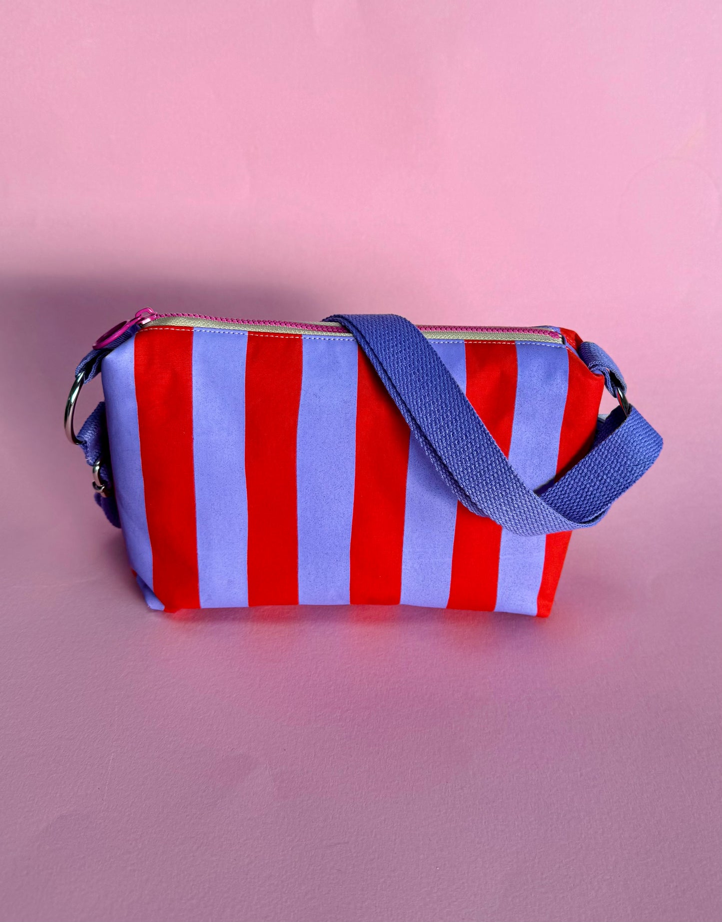 Crossbody Bag | Adjustable Waxed Cotton Bag |Stripy Pattern Bag