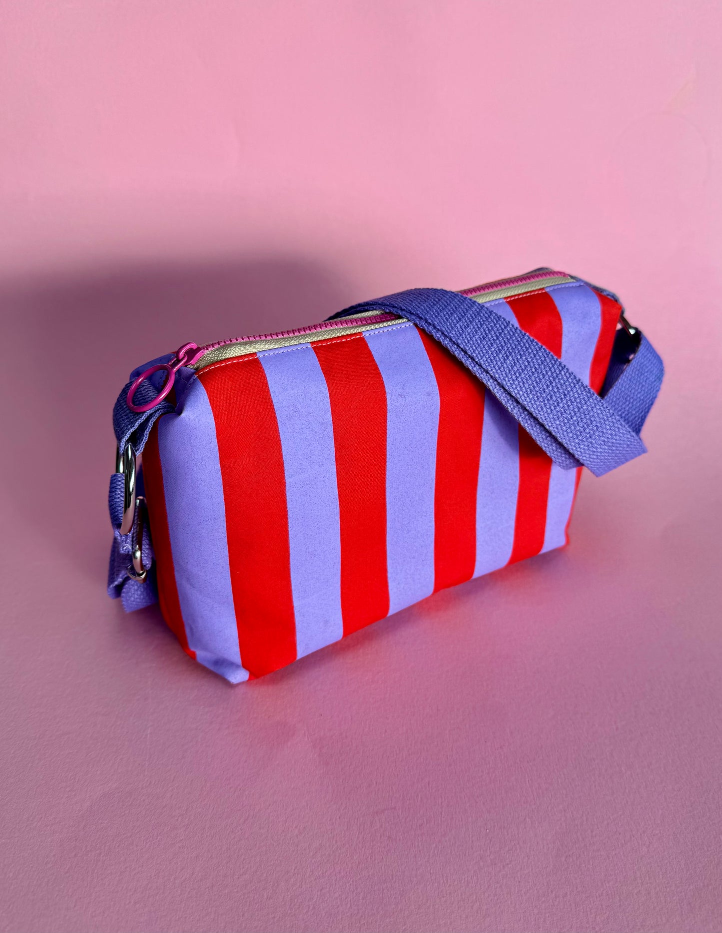 Crossbody Bag | Adjustable Waxed Cotton Bag |Stripy Pattern Bag