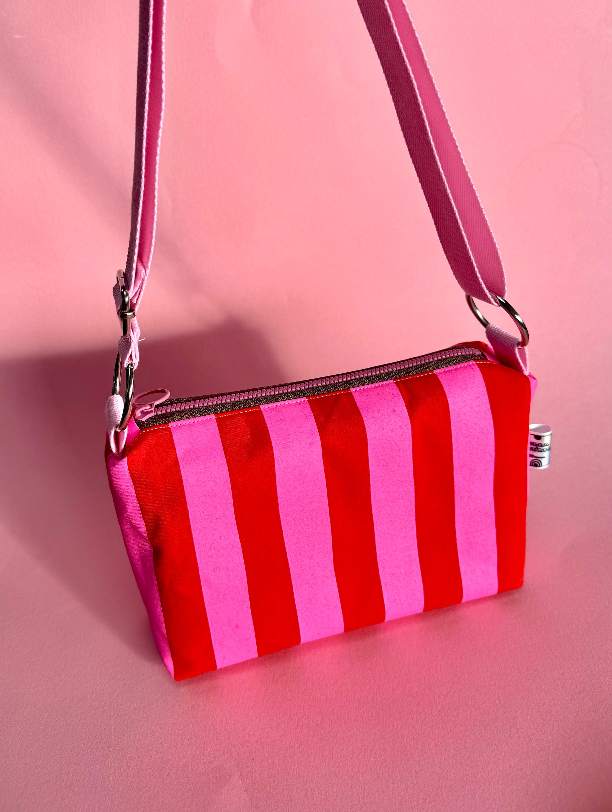 Crossbody Bag | Adjustable Waxed Cotton Bag |Stripy Pattern Bag
