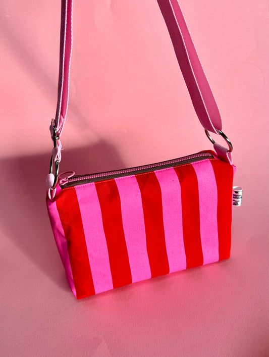 Crossbody Bag | Adjustable Waxed Cotton Bag |Stripy Pattern Bag