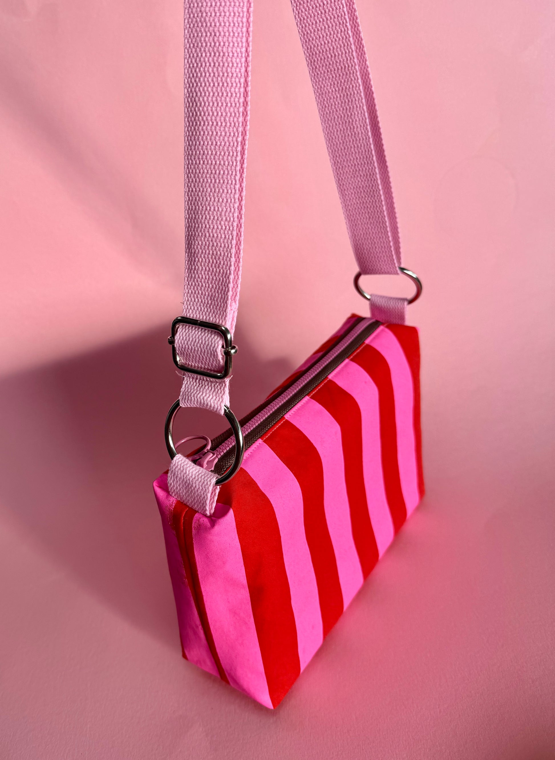 Crossbody Bag | Adjustable Waxed Cotton Bag |Stripy Pattern Bag