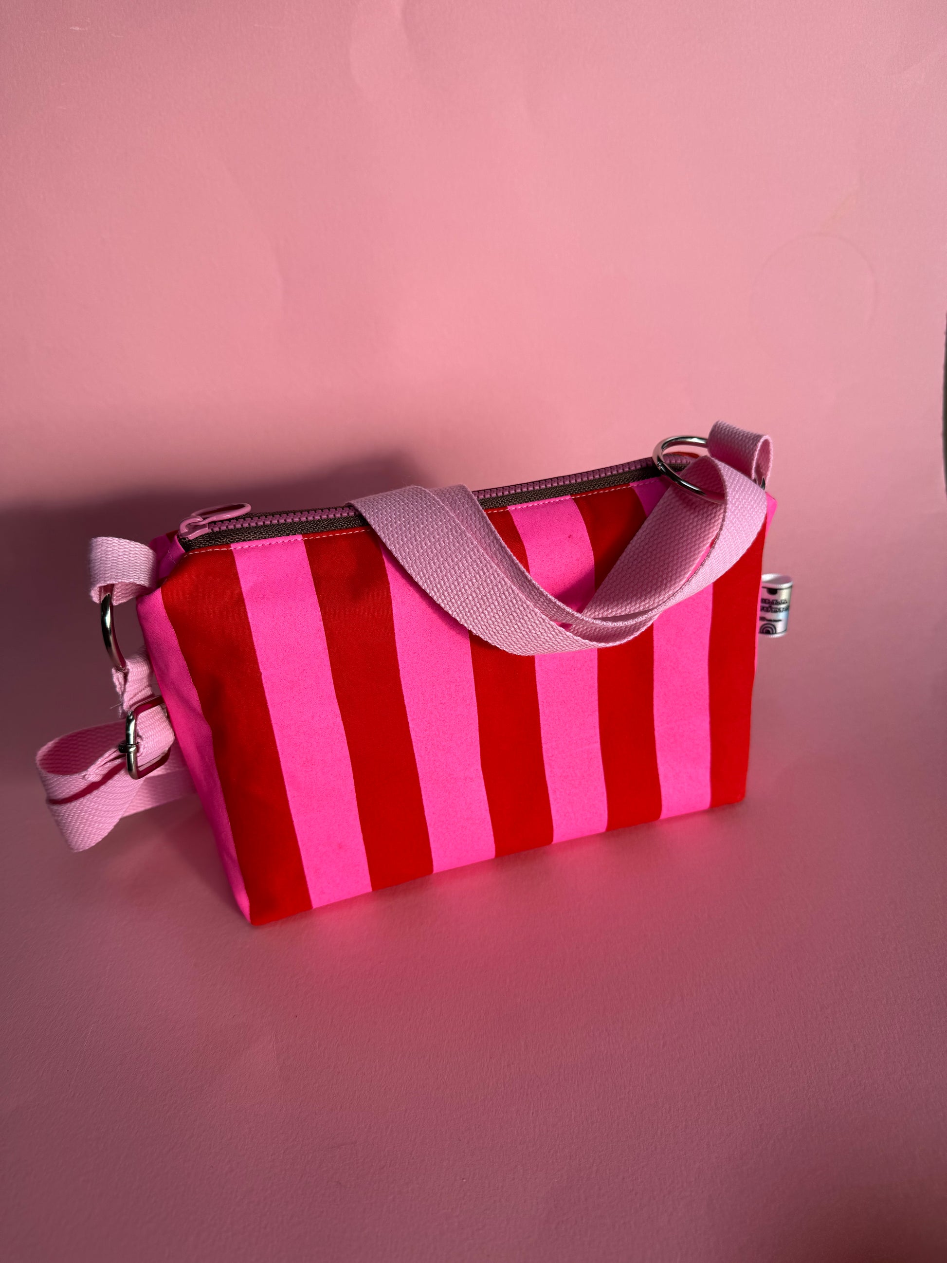 Crossbody Bag | Adjustable Waxed Cotton Bag |Stripy Pattern Bag