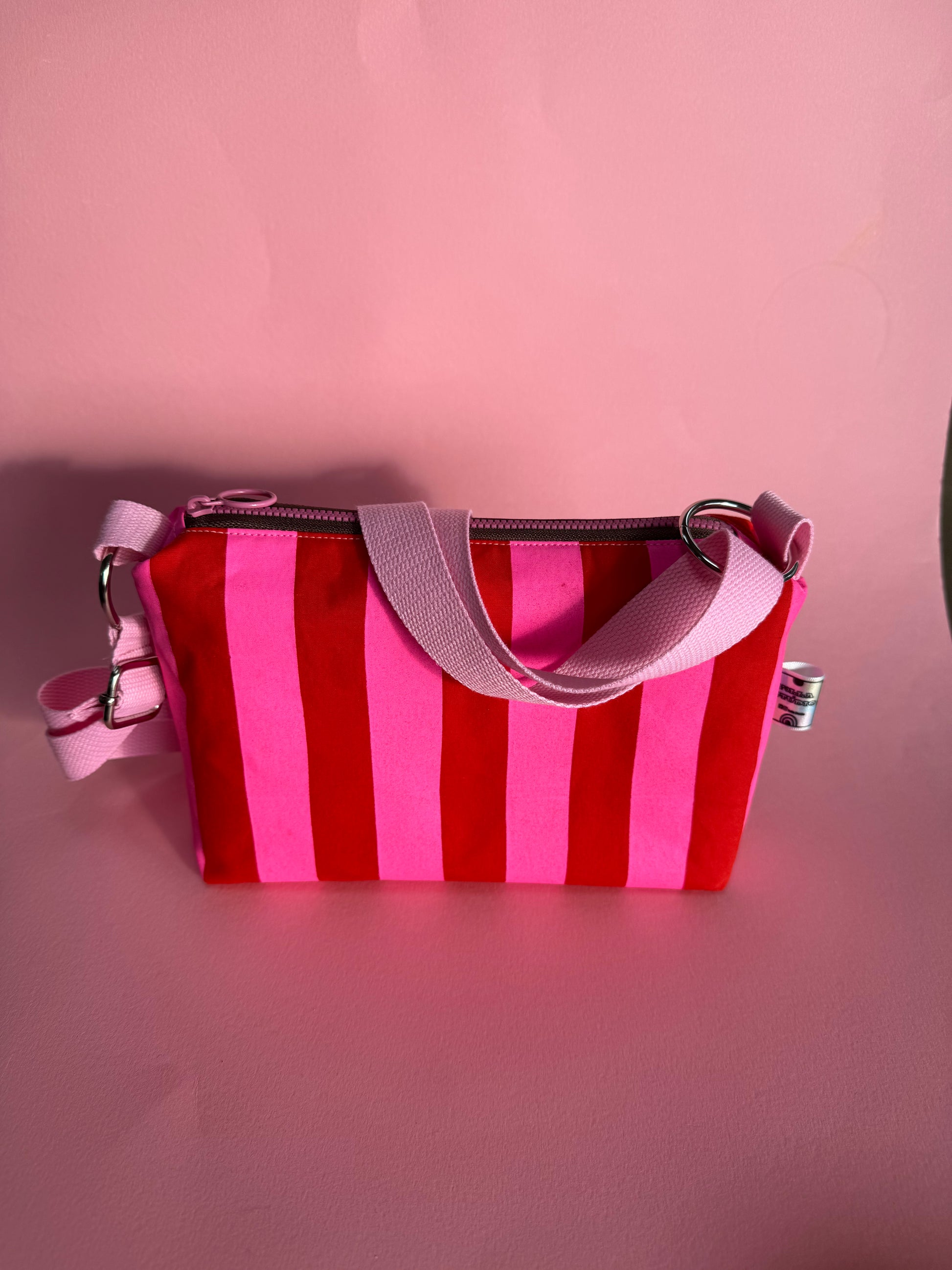 Crossbody Bag | Adjustable Waxed Cotton Bag |Stripy Pattern Bag