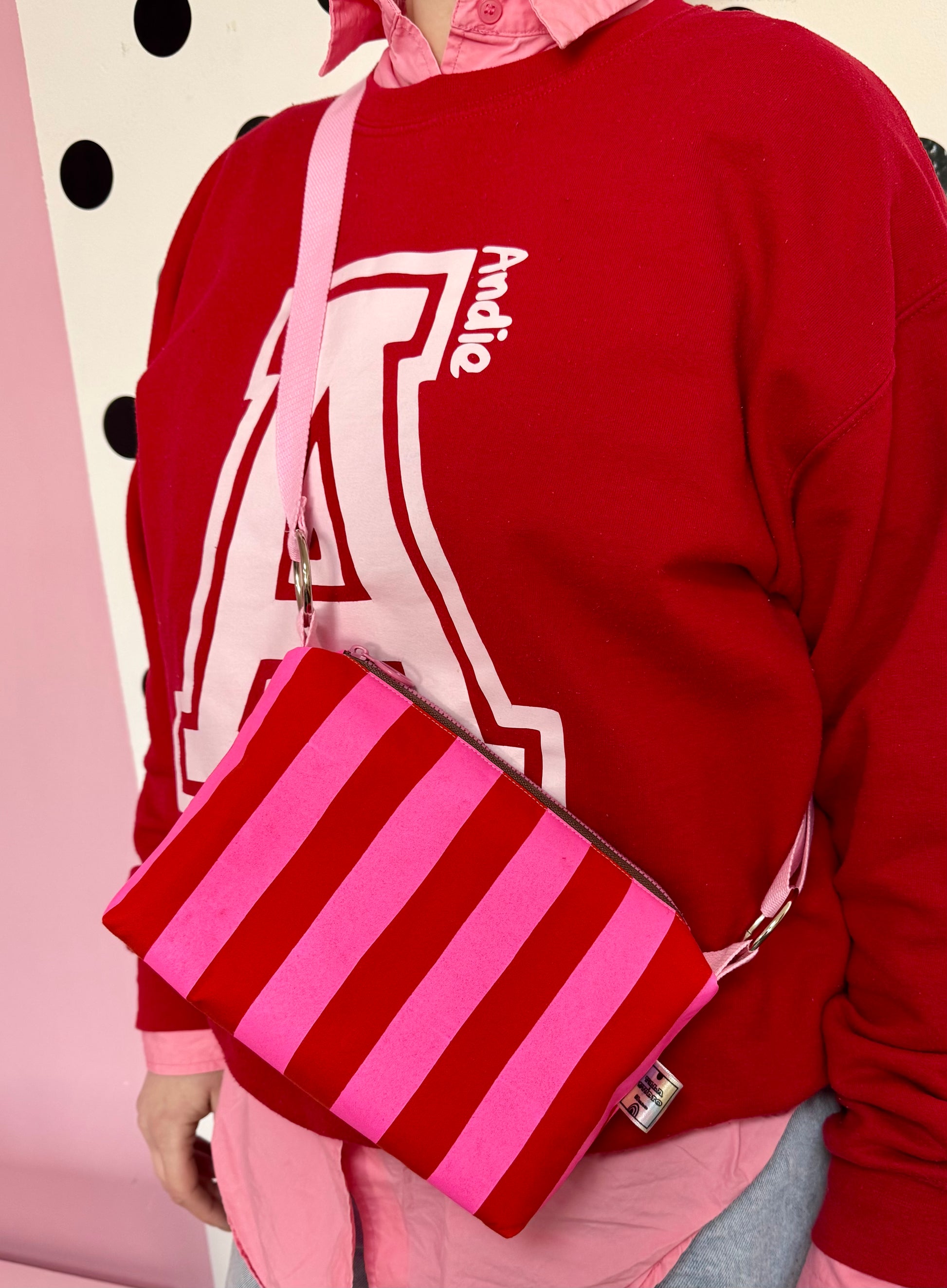 Crossbody Bag | Adjustable Waxed Cotton Bag |Stripy Pattern Bag