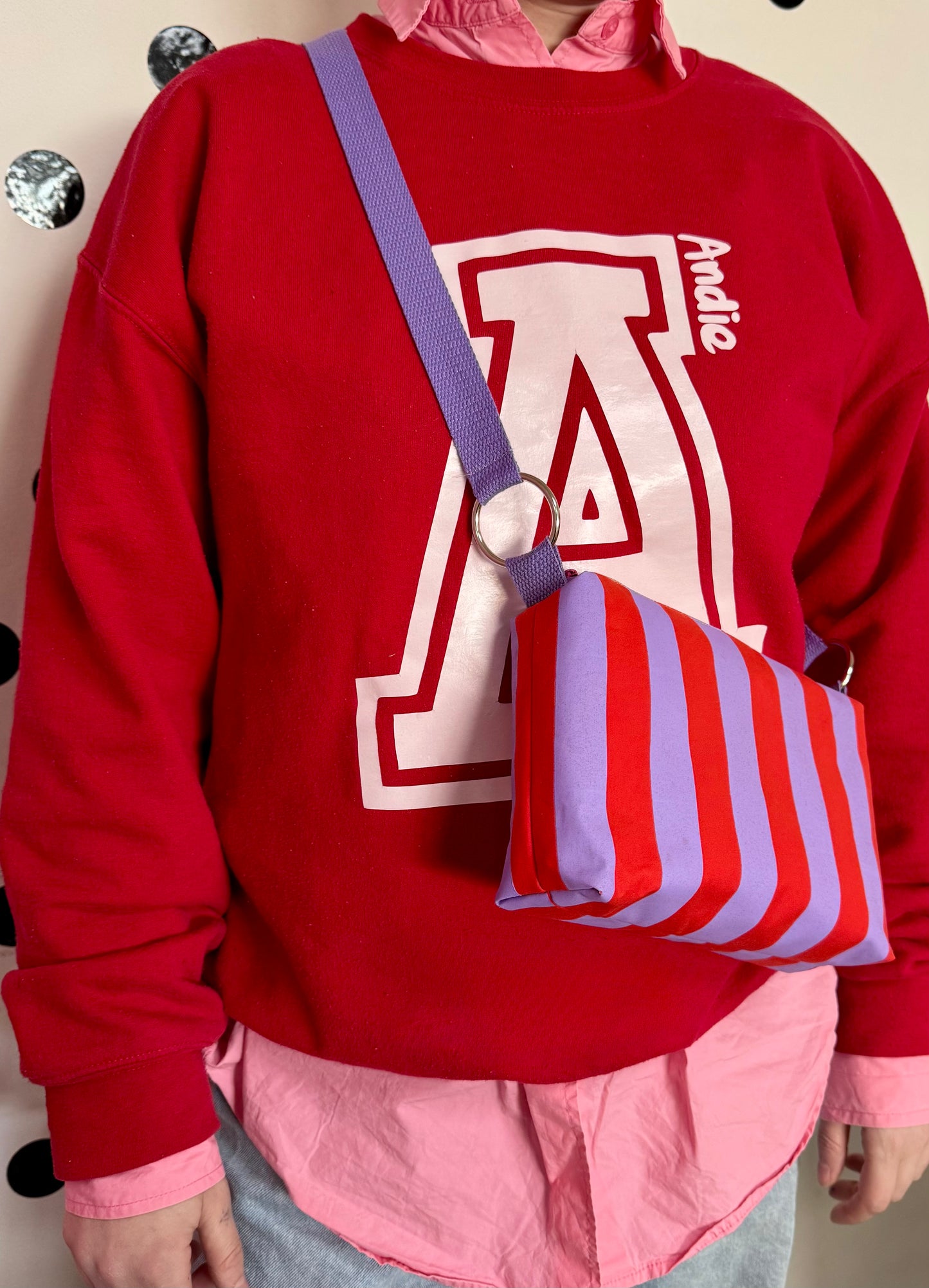 Crossbody Bag | Adjustable Waxed Cotton Bag |Stripy Pattern Bag