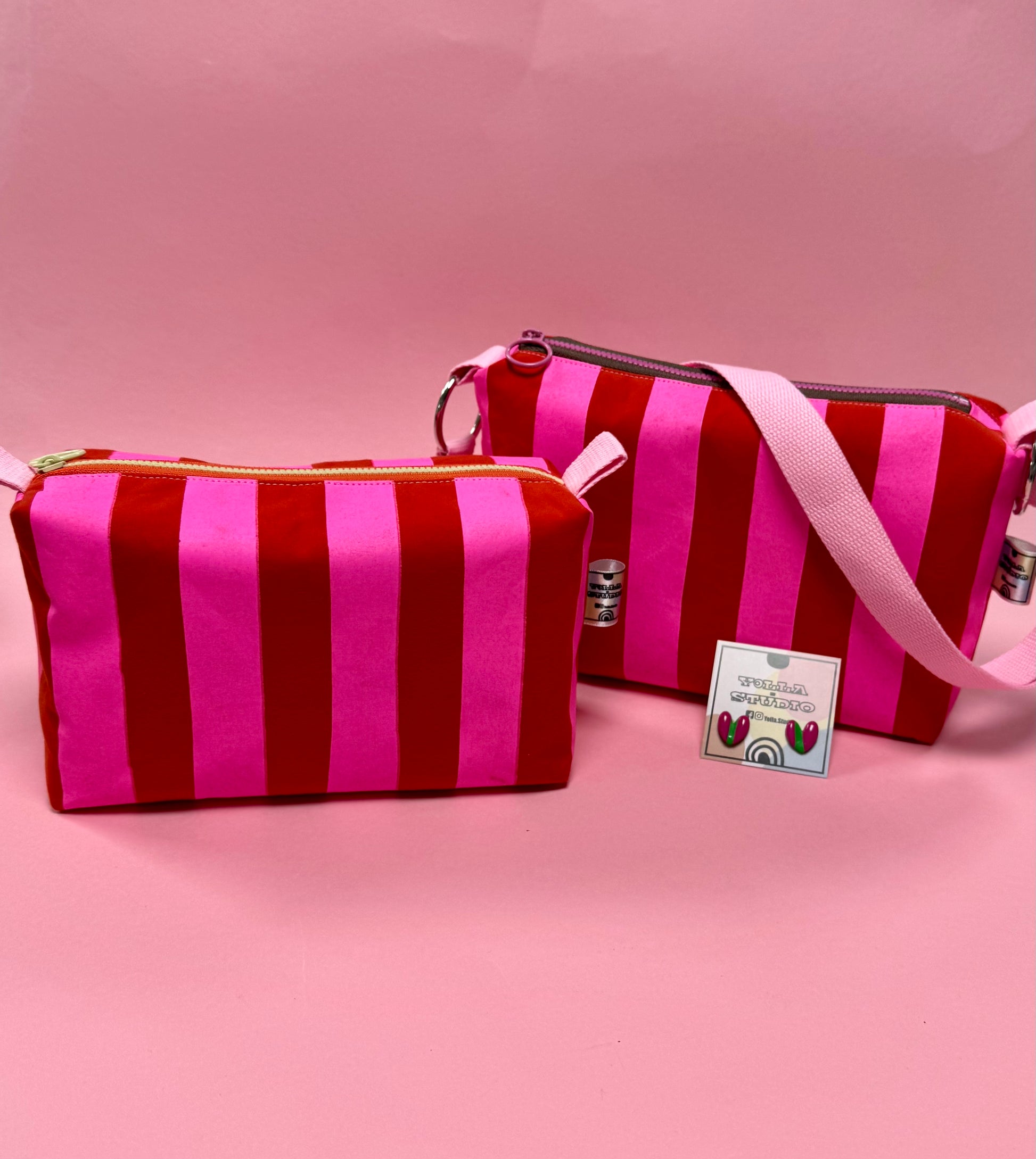 Crossbody Bag | Adjustable Waxed Cotton Bag |Stripy Pattern Bag
