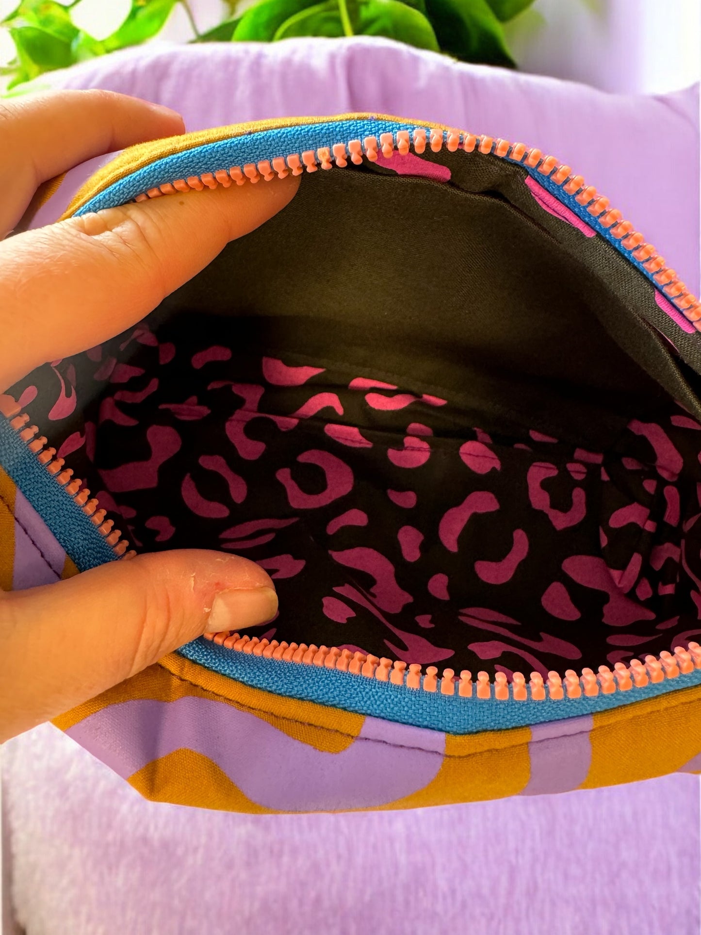 Leopard Print Crossbody Bag | Semi-Circle Crossbody Bag | Adjustable Waxed Cotton |