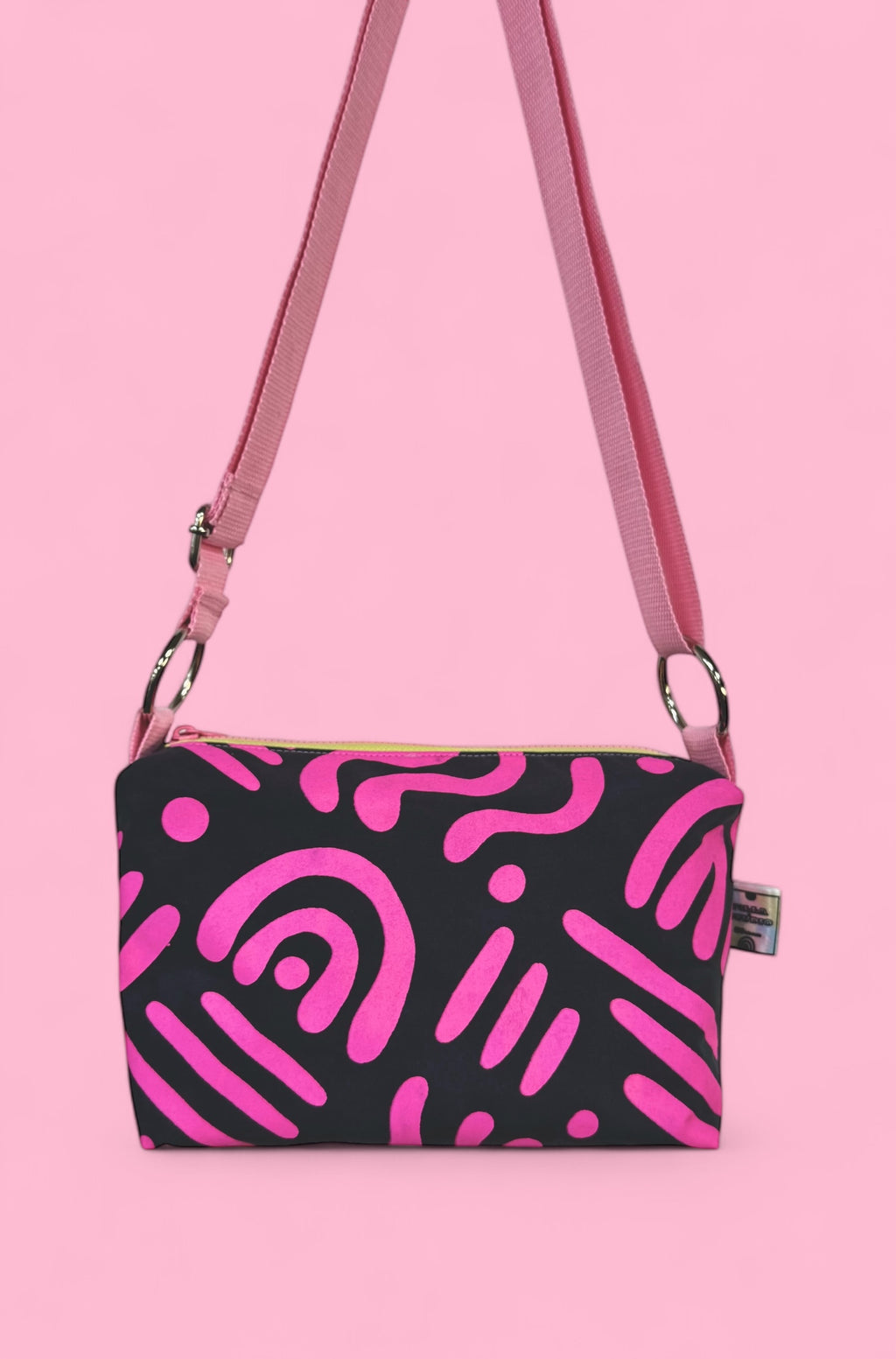 Boxy Crossbody Bag | Adjustable Waxed Cotton Bag | Abstract Pattern Bag