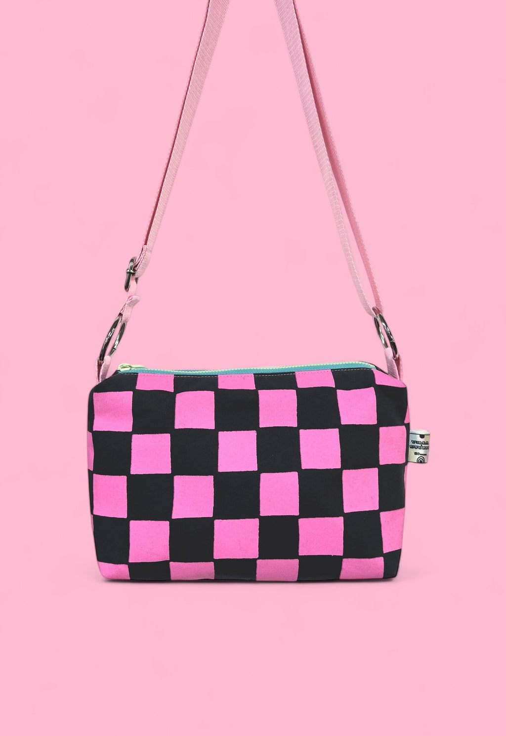 Checkered Pattern Bag | Boxy Crossbody Bag | Adjustable Waxed Cotton Bag